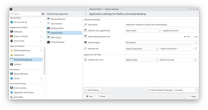 Установка иконок для Waypipe окон в KDE